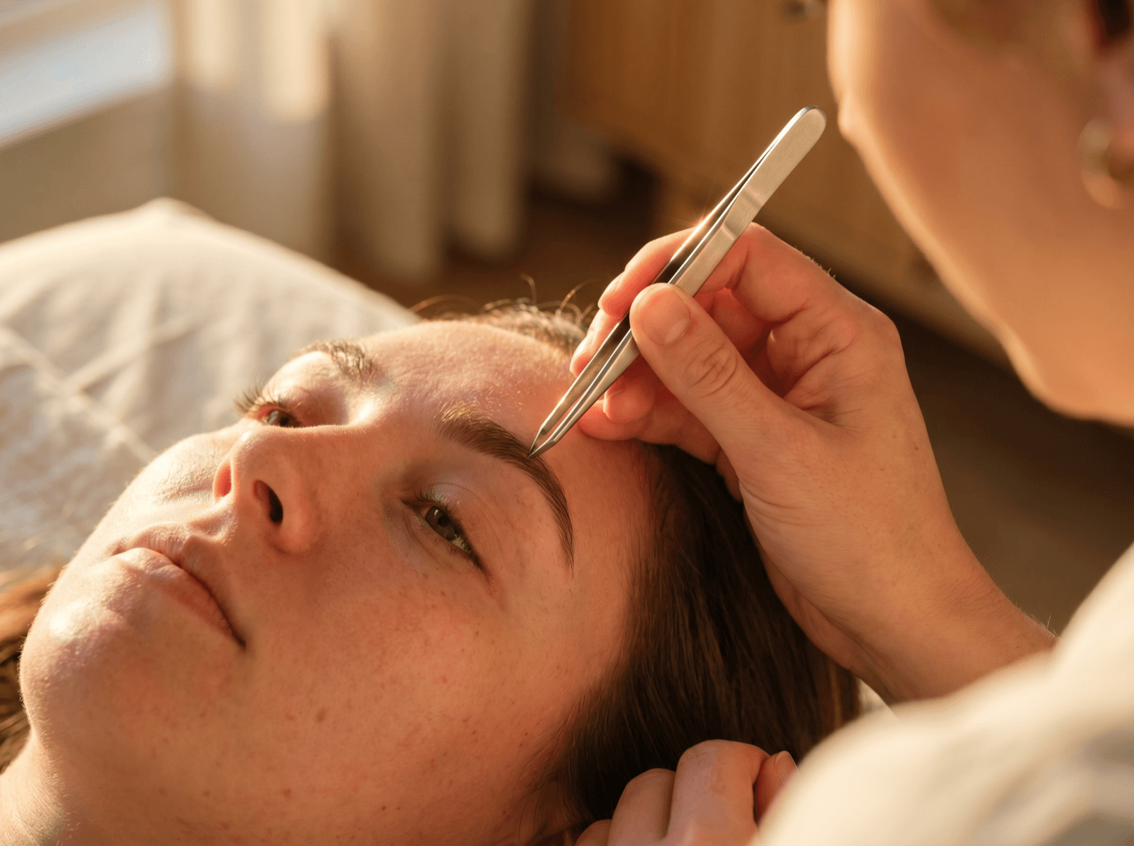Close-up of professionally shaped brows