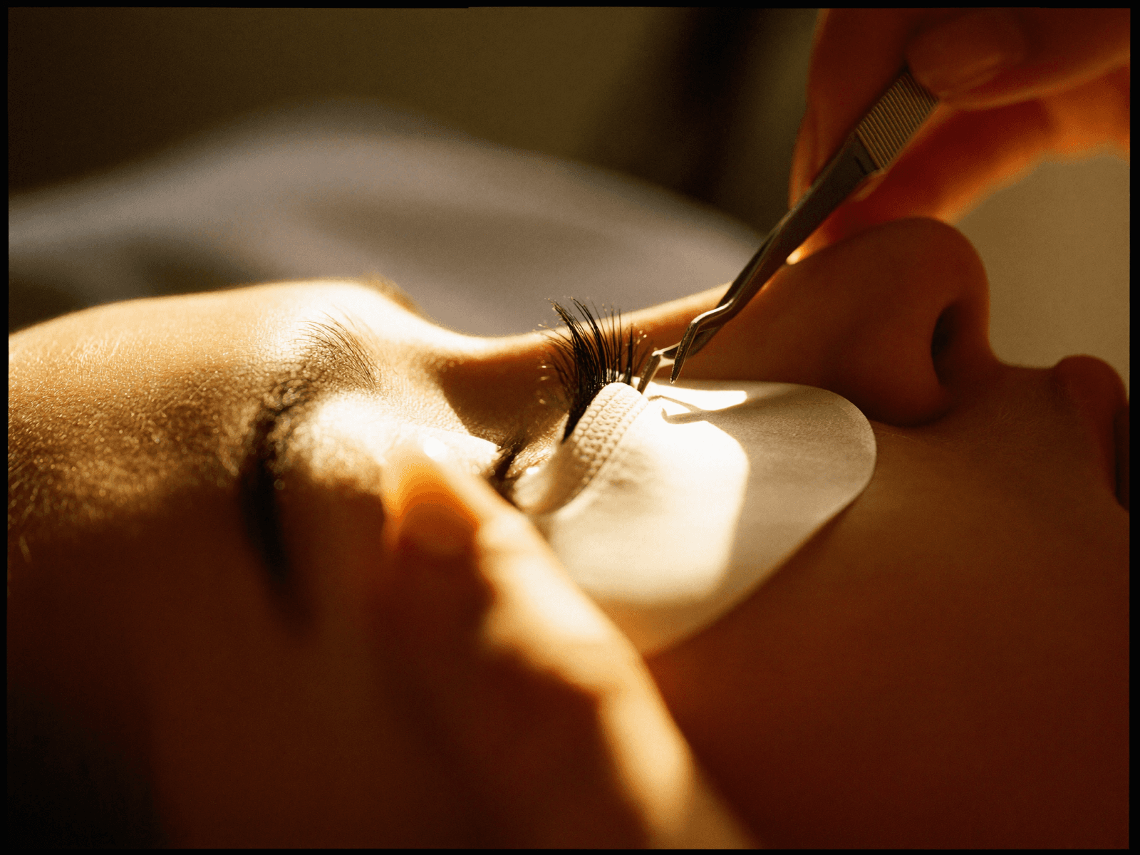 Close-up of lifted natural lashes